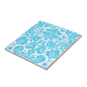 パターン(の模様が)あるな青および白のファンシーなダマスク織 タイル (側面)