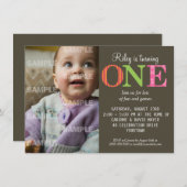 パターン(の模様が)あるな1匹の誕生日のパーティの招待状 招待状 (正面/裏面)