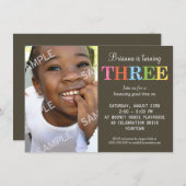 パターン(の模様が)あるな3誕生会 招待状 (正面/裏面)