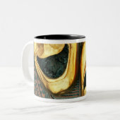 パターン（の模様が）あるの金喜劇および悲劇のマスク ツートーンマグカップ (正面左)