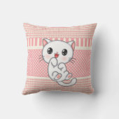 パターン（の模様が）あるほこりっぽいピンクかわいい子猫キャラクターTh クッション (裏面)