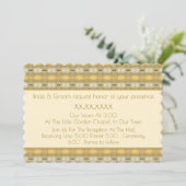 パターン（の模様が）あるエレガント金ゴールド 招待状 (スタンド正面)