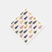 パターン（の模様が）あるクリスマスツリー スタンダードカクテルナプキン (角)