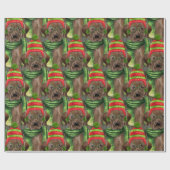 パターン（の模様が）あるクリスマス・チョコレートラボ ラッピングペーパー (フラット)