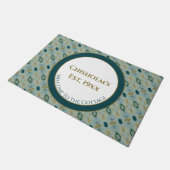 パターン（の模様が）あるターコイズと緑 ドアマット (アングル)