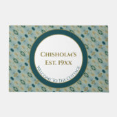 パターン（の模様が）あるターコイズと緑 ドアマット (正面)