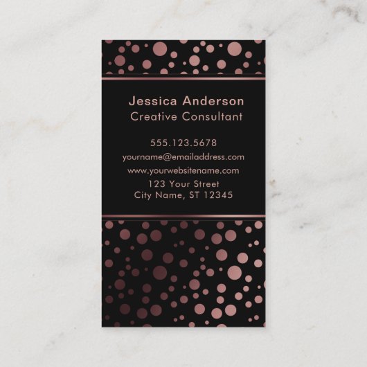 パターン（の模様が）あるバラ金ゴールド紙吹雪の泡が黒に 名刺 (裏面)