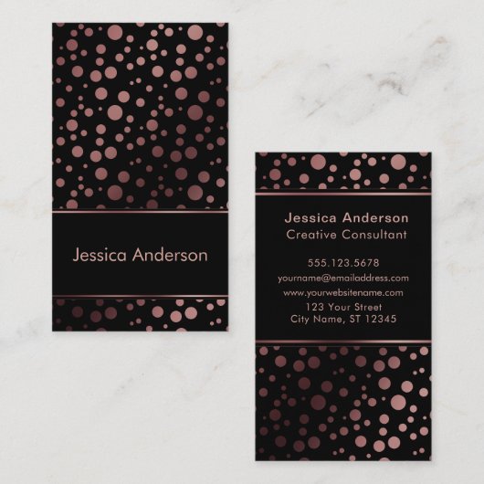 パターン(の模様が)あるバラ金ゴールド紙吹雪の泡が黒に 名刺 (正面/裏面)