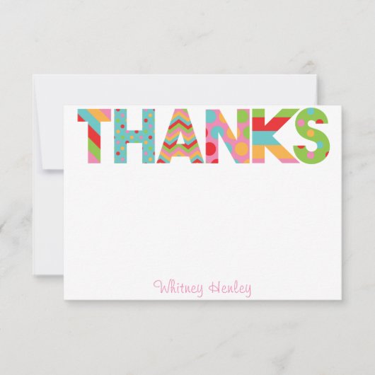 パターン（の模様が）ある手紙感謝していパーソナライズされたカード サンキューカード (正面)