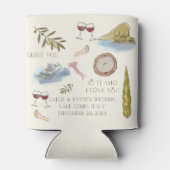 パターン(の模様が)ある湖コモ結婚式の引き出物クール3 缶クーラー (裏面)