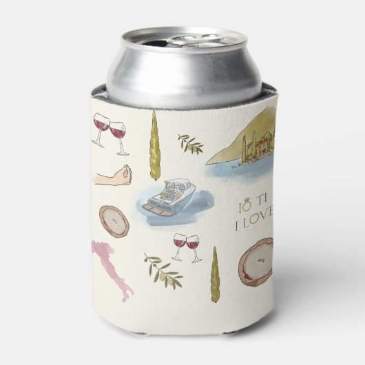 パターン（の模様が）ある湖コモ結婚式の引き出物クール3 缶クーラー (缶正面)