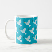 パターン（の模様が）あるDove Mug （青）