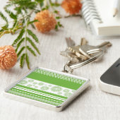 パターン、ストライプ、円： 2017パントーン緑 キーホルダー (側面)