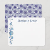 パターン ホリデー ブルー スノーフレーク ウィンター シック ノートカード (正面/裏面)