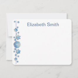 パターン ホリデー ブルー スノーフレーク ウィンター シック ノートカード