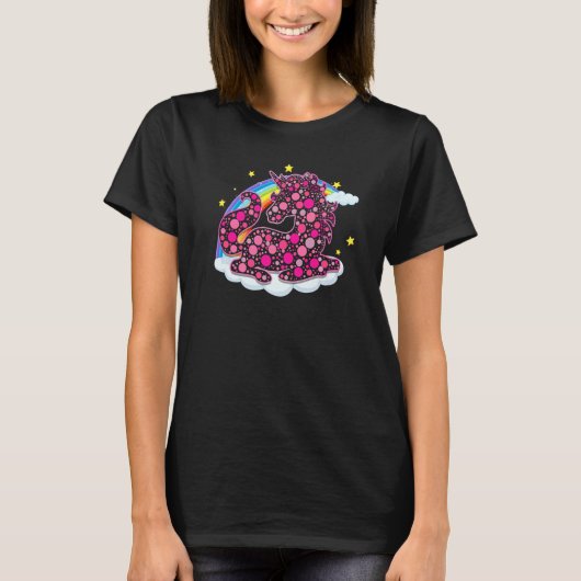 パターン レインボー ユニコーン 九月 国際ドゥ Tシャツ (正面)