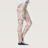 パターン、ヴィンテージの、ピンクエッチングおよび白をひもで締めて下さい レギンス (右)