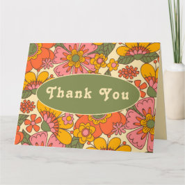 パターン ヴィンテージ レトロ フラワー ボホ 70年代 ウェディング サンキューカード