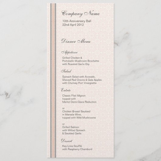 パターン& 縁ど  1ディナーメニュー メニュー (正面)