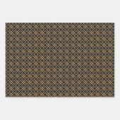 パター中国のンの黒と金ゴールド ラッピングペーパーシート (正面)