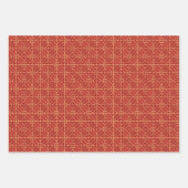 パター中国のン赤と金ゴールド ラッピングペーパーシート (正面)