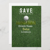 パター付きゴルフボール日付を保存ミニマル 招待状 (正面/裏面)