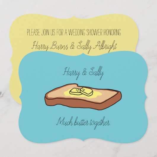 パター付きトースト カジュアル ファン ブライズ シャワー 招待状 (正面/裏面)
