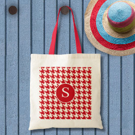 パター千鳥格子のンさくらんぼ赤 トートバッグ