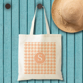 パター千鳥格子のンピーチサンゴ トートバッグ