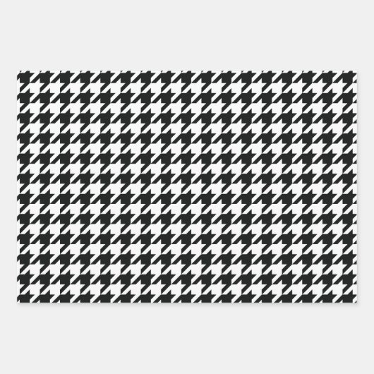 パター千鳥格子のン白黒 ラッピングペーパーシート (正面)