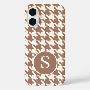 パター千鳥格子のン・モチャ・ムースとホワイト iPhone 16ケース