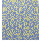 パター地中海のン – 青と黄のオーナメント シャワーカーテン (正面)