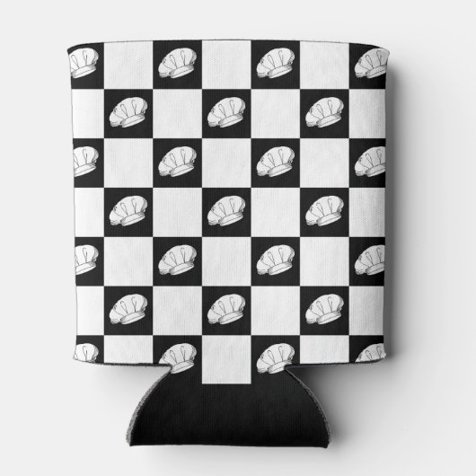 パター市松模様にンシェフ帽子誕生日ビール 缶クーラー (裏面)