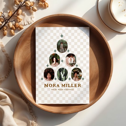 パター市松模様にン写真ビジネスクリスマスツリー シーズンカード