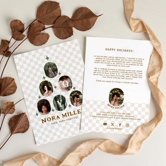 パター市松模様にン写真ビジネスクリスマスツリー シーズンカード