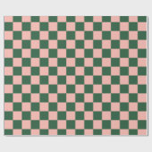 パター市松模様にン赤面ピンクとハンターグリーン ラッピングペーパー (フラット)