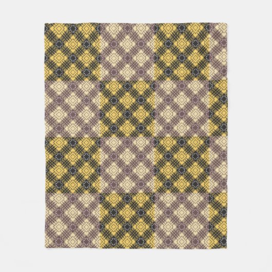パター市松模様にン.02 フリースブランケット (正面)
