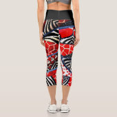 パター数々のン赤と黒ハイウェストのカプリ カプリレギンス (裏面)