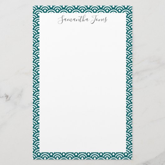 パター日本のンティール(緑がかった色) |パーソナライズされた | 便箋 (正面)