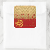 パター日本のン金ゴールドドッグ年2018赤Sステッカー スクエアシール (バッグ)