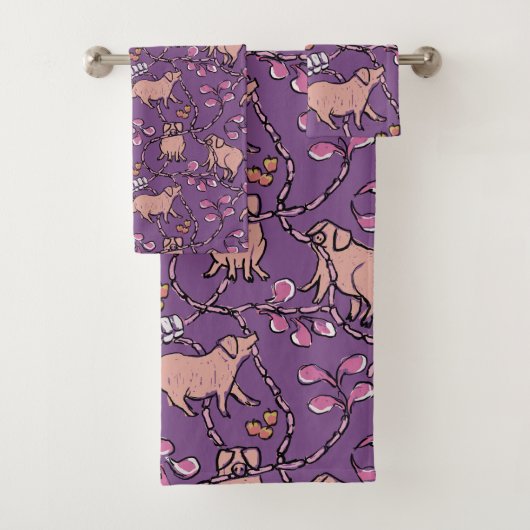 パター笑わされるン中国のピグ年カラーBを選択 バスタオルセット (インサイチュ)