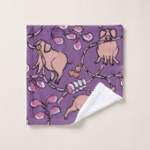 パター笑わされるン中国のピグ年カラーBを選択 バスタオルセット (ウォッシュタオル)