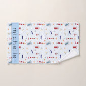 パター航海のン、マリンパターン、お名前 バスタオルセット (ハンドタオル)