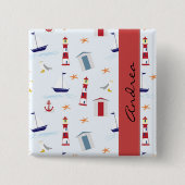 パター航海のン、マリンパターン、お名前 缶バッジ (正面)