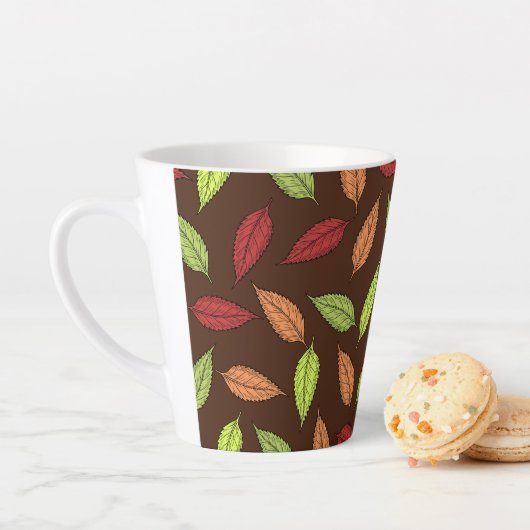 パター葉ン、カラフル葉紅葉 カフェラテマグ (インサイチュ)