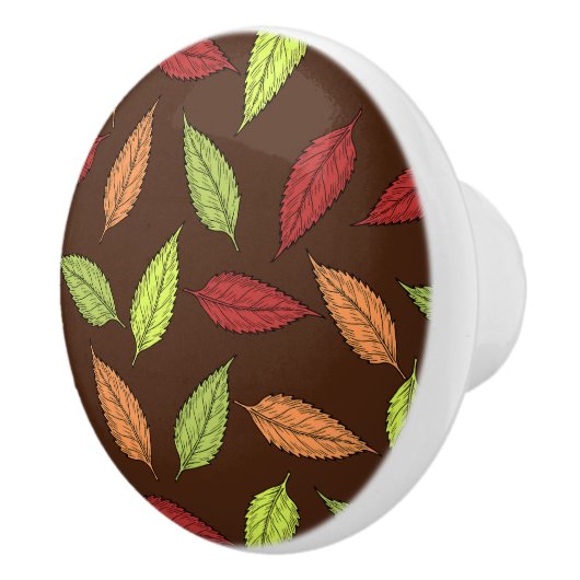 パター葉ン、カラフル葉紅葉 セラミックノブ (右)