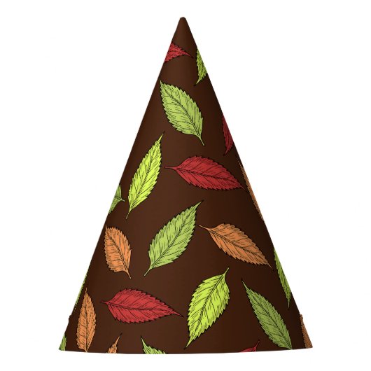 パター葉ン、カラフル葉紅葉 パーティーハット (正面)