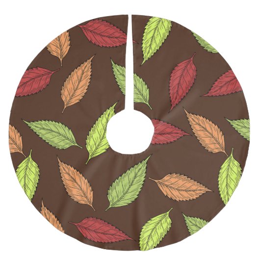 パター葉ン、カラフル葉紅葉 ブラッシュドポリエステルツリースカート (正面)