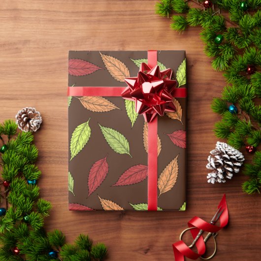 パター葉ン、カラフル葉紅葉 ラッピングペーパー (クリスマスギフト)