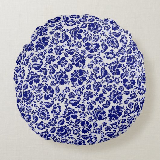 パター葉ン.13.bwオフホワイトBG ラウンドクッション (正面)